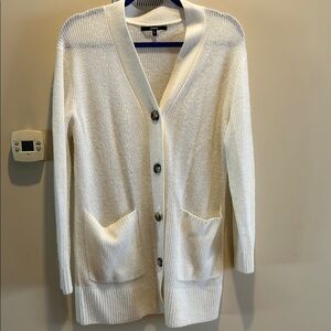 Quince White Button-Up Cardigan
